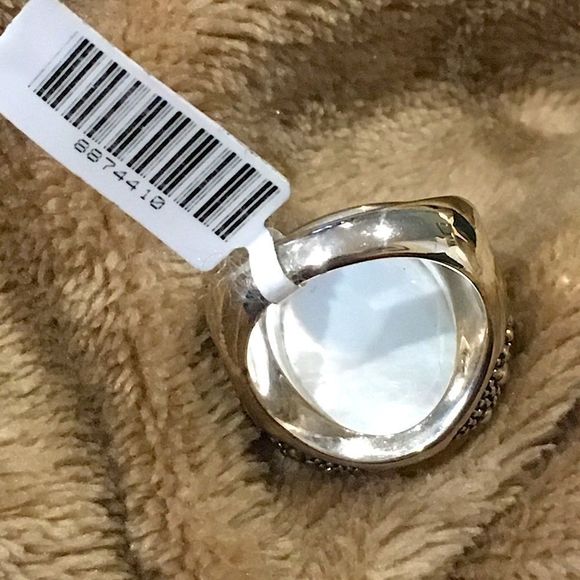 MICHAEL DAWKINS Starry Night Sterling Silver Mother of Pearl Doublet Ring 6-3/4 - Picture 9 of 17